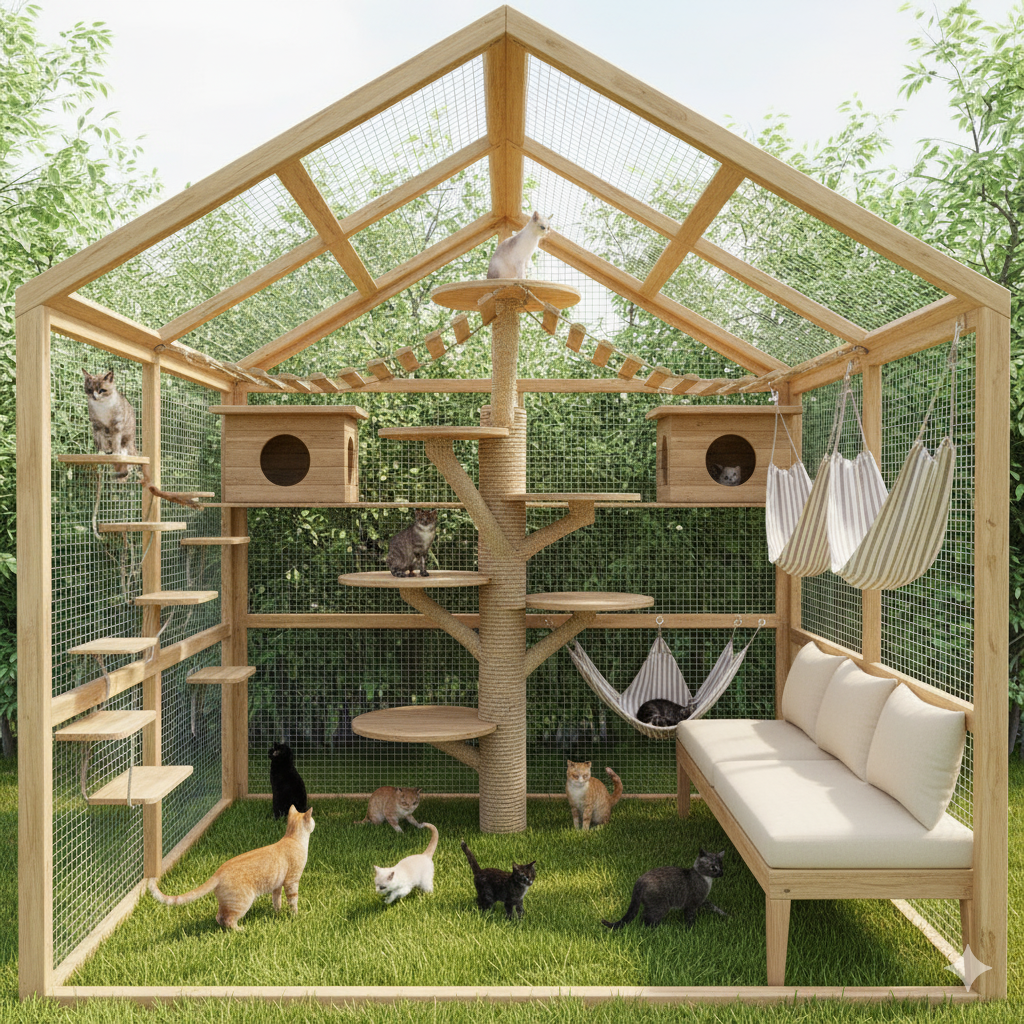 Parques para gatos artesanales a medida con presupuesto instantáneo y diseño natural - Imagen 3